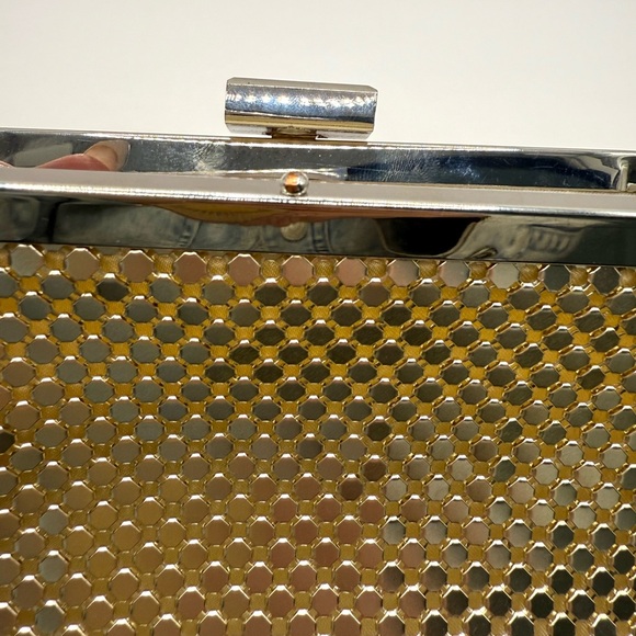 LuLu Townsend Gold Silver Matte Mesh Evening Convertible Clutch Bag Purse - Picture 9 of 10